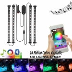 4PCS RGB 48LED 스트립 자동차 인테리어 발 분위기 조명 블루투스 전화 앱 음악 제어 주변 장식 : 더블카카