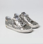 골든구스 키즈 베이비 실버 글리터 플라티넘 레더 슈퍼스타 스니커즈 토들러 / 여성용 : 밤비니 부티크 서울