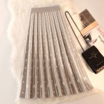겨울 니트 플리츠 스커트 A라인 롱 플레어 밴딩 월남치마 별무늬 G27 : sunnny1004