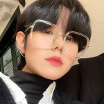 150mm 빅 오버사이즈 남자 여자 호피 사각 골드 금테 콤비 패션 투명 뿔테 안경 : songlass