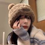 털모자 니트 모자 곰 모직 여성 : MIROONA