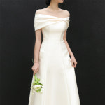 오프숄더 미카도 실크 본식웨딩드레스 스몰웨딩 이브닝 피로연 맘드레스 : 앤즈하코