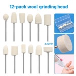 그라인딩 휠 헤드 샌더 양모 펠트 그라인딩 샌딩 헤드 연마 버핑 휠 12 개, 2.35mm 생크 미니 드릴 비트 여성용 손톱용 로타리 도구... 