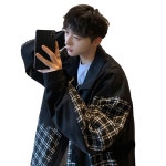 남자 카키브라운자켓 코요네 재킷 남성 플러스 두껍게 빈티지 체크 가을겨울 코튼 고급감 오버사 : 문베어