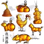 십이지 동물 유리 술병 선물용 양주병 황금 담금주 특이한 담금주병 : 편작