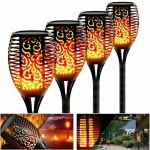 정원 야외 태양열 벽 조명 등 태양광 4Pcs 태양 불꽃 춤 빛 LED 깜박 거리는 램프 : GJ 스토어