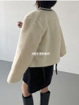 헤이제니 재킷 배색 트위티 숏 겨울 양털 데이트룩 하객룩 세련된 디자인 : 헤이제니HeyJenny
