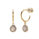 벨 후프 16K 천연석 925실버 포스트 링 귀걸이 셈페르엘 로즈쿼츠 6컬러 : 셈페르엘