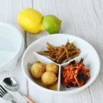 1+1 칸칸이 반찬통 3칸 반찬용기 칸막이 도자기 나눔반찬통 2P세트 : 리빙스토리