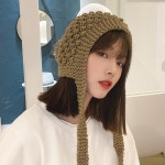 H3582 순수 컬러 뜨개질 봄버 모자 여성용,귀 보호,가을/겨울용 한국 따뜻한 모자,패션, : 다잇슈스토어A