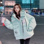 산뜻 하늘색 숏패딩 자켓 하이넥 패딩점퍼 : 인디안써머