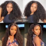Kinky Curly Wigs 하이라이트 곱슬 13x4x1 T 부분 레이스 어두운 뿌리 옴브레 브라운 허니 금발 합성 미리 뽑은 아기 머리카락 : 아트파트
