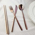 샤프니 티타늄 레스토랑 카페 수저 젓가락 나이프 포크 4P 커트러리 세트 3color : 더키친플러스