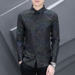 남자댄스복 셔츠 카라넥 별 라틴 연습복 스포츠 댄스 : sunnny1004