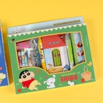 짱구 문구 세트 필통 볼펜 연필 자 형광펜 초등 학생 어린이 새학기 필기구 단체 선물 : 근처문구점