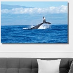 헤엄치는 고래 푸른바다 풍경 액자(41x27) 원룸선물 풍경화 벽액자 미용실 : 달별스토어