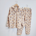 핸즈 업! 블루 베어 순면 커플 여성 남성 잠옷 긴소매 상하 55 66 77 95 100 105 : 안나1983 - 바른몰