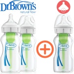 닥터브라운 젖병 PP 270ml 2+1 - 1단계 젖꼭지 포함 - 와이드넥옵션스+ : forBaby