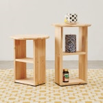 아늑한 삼나무원목 스툴의자겸 미니 선반 협탁(35cm) 사이드테이블 원룸 모던 작은 TV : 자르파라