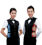 여성 배색 홀서빙조끼 식당 카페 요식업 음식점 웨딩홀 매니저 장례식장 상조 예식 도우미 조끼 : 경기가운