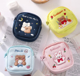 자수 패치 다용도  미니 파우치 메이크업 생리대 백인백  에어팟 : 루루 잡화점