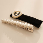 제이로렌 여성 고급 벨벳 진주 포인트 패션 헤어 머리 집게핀 세트 : 제이로렌