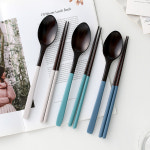 대추나무 옻칠 수저세트 천연원목나무 커트러리 파스텔 칼라 우드 숟가락 젓가락 : 나무늘봄