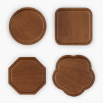 월넛 우드티코스터 나무컵받침 원목 차 커피 COASTER 원형 사각 팔각 꽃 : 앤드유니크