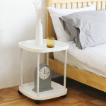 RM디자인 리티 화이트 테이블 이동 선반 바퀴달린 보조 수납 2단 미니 침대 협탁 쇼파 : 로엠가구