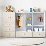 몬스빌리지 COMO 꼬모 2000 스위트 베이비 아기 옷장 (600 옷장 + 800 행거 옷장 + 4단 서랍장) 행거옷장 수납 서랍장 세트 : 몬스빌리지