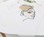 DTP 컷트지 폴리옥스포드 라인아트 옆모습(6)(d3014) - 액자 침구 가방  쿠션 커텐 침구 : 쿠션하우스