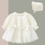 화이트 화동 긴팔 유아 여아 하객룩 돌잔치 촬영 보넷세트 두돌 둥이룩 드레스 : SJ PAM