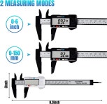 2피스 디지털 캘리퍼스 전자 0-6 인치/150MM 측정 도구 대형 LCD 화면 자동 및 수동 종료 기능 재설정 인치 밀리미터 변환. : 후니나라1