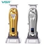 호환 VGR 908 헤어 클 전문 개인 배려 이발사 트리머 남성 면도기 LCD 충전식 금속 전기베이스 살롱 V908 : 미소미구