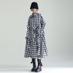 Leorlax-새로운 오리지널 디자인 타이 보우 드레스 여성용 J0054, 투컬러 루즈한 롱 체크 무늬 셔츠 드레스 2023 : 구대세미팩토리