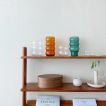 홈카페 파티 선물 아이스 내열 커피 라떼 맥주잔 와인잔 주스 화병 오브제 유리 예쁜 버블 컵 4F (브라운) : 당신의 장바구니-당:장