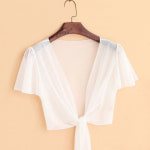 봄 가을 여성 얇은 숏 가디건 볼레로 시스루   반팔 상의 : TAIVA