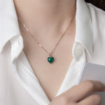 14k 18k 오닉스 자개 하트 팬던트 목걸이 통통 그린 (only pendant) : 루아메리