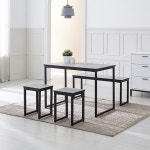 가성비 모더니즘 4인 사각 테이블 + 벤치의자 세트(100cm 3색) 리빙 편한 가구 하우스 : 자르파라