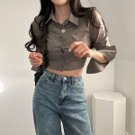 포엠 커프스 뒷밴딩 크롭 셔츠 : 기프티박스