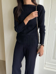 BEST 재진행 언더스탠딩 니트 플리츠 긴팔 티셔츠 5color : Deepgray