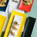 사시미 초밥 접시 회 일식 스시 직사각형 홈 세라믹 스트립 크리 : 더아이니