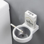 슈슈몽2 스테인레스 스틸 재떨이 벽걸이 펀치없는 탈착식 담배 보관 랙 야외 욕실 발코니용 : 슈슈몽2호