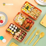 Y.Chick 학교 3Layerset 전자 레인지 용 도시락 상자 이동식 구획이 플라스틱 : 가로수-1