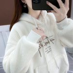 후드 티셔츠 램스울  여 기모 도톰  가을 겨울 신상 플리스 레터링-106816 : 파인애플마켓