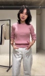메인스테이 케이블 짜임 라운드넥 라라니트(아이보리 핑크 네이비) : 스테이 리브