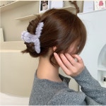 페이크퍼 밍크 토끼털 꼬임 올림머리 헤어 악세사리 집게핀 : 별둥이마켓