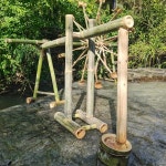 캠핑 계곡 물 모래 놀이 정원 연못 물레방아 야외 대나무 물길 수로 자연 창의 과학 체험 활동 대형 수차 : 하니즈컴퍼니