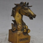 S0758 7 "표시 풍수 청동 동물 말 머리 Success 동상 조각 : 도하가됴하