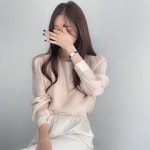 블링앤수 결혼식룩 여성 기본핏 라운드넥 블라우스 KZZ119 베이지 : 블링앤수.